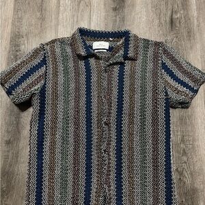 Knitted Style Men’s Western Dress Shirt Size Small Nols Multicolor